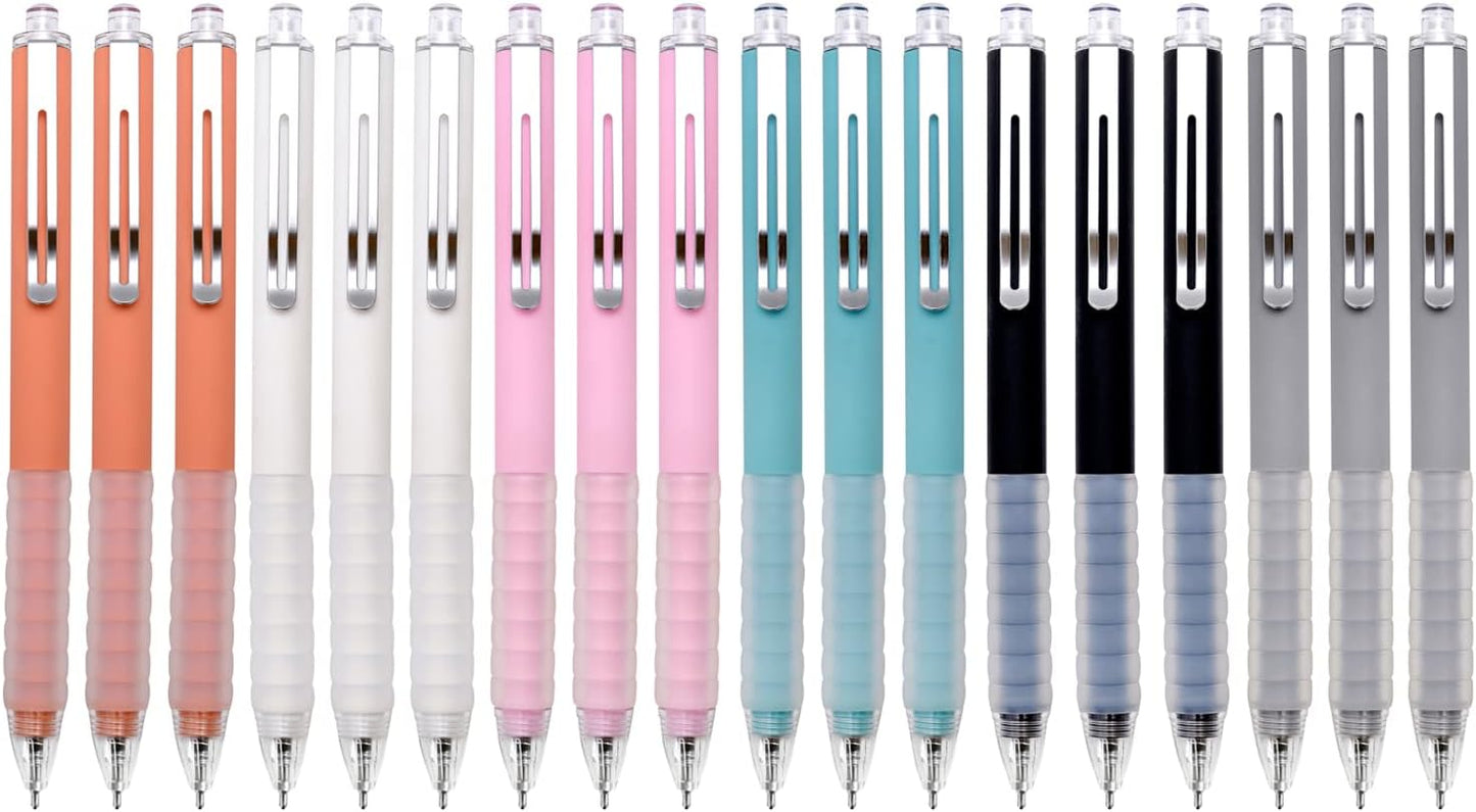 Linbsunne Ballpoint Pens Medium Point 1mm Black Ink Work Pen with Super Soft Grip Ball Point Pen for Men Women Retractable Office Pens (Gold Clip-6 count)