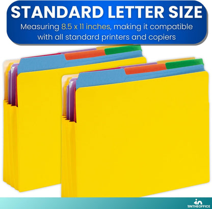 1InTheOffice File Jackets, File Jackets Letter Size, File Pocket, Expandable, 3.5" Expansion, Letter Size, Reinforced Straight Cut Tab, Gusset, Yellow, 5 Pack