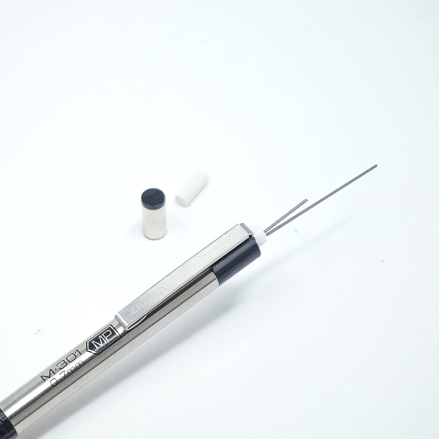 Zebra Pen, M-301 Mechanical Pencil, 0.7mm Point, Stainless Steel Barrel, Textured Grip, Smooth Writing Performance, Refillable, STEEL Series, 2-Count, (54312)