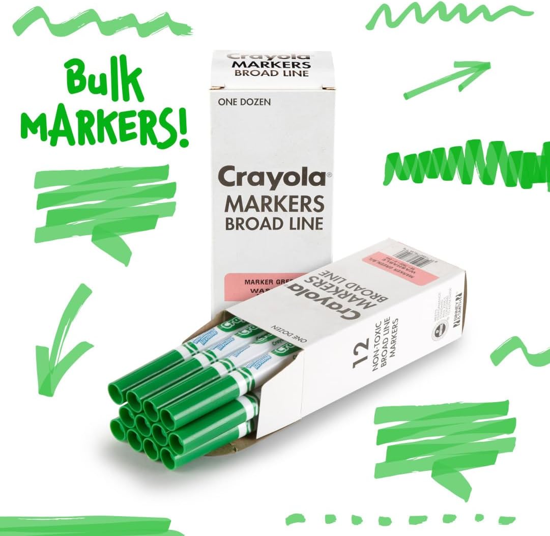 Crayola Washable Markers for Kids - Black (12ct), Bulk Broad Line Markers for School, Classroom Essentials, Teacher Classroom Must Haves for Elementary School