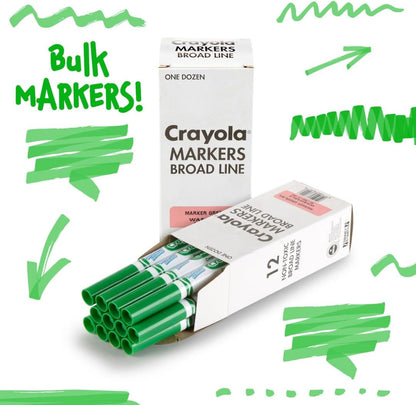 Crayola Washable Markers for Kids - Black (12ct), Bulk Broad Line Markers for School, Classroom Essentials, Teacher Classroom Must Haves for Elementary School