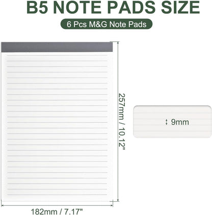 M&G 7x10 Note Pads, 6 Pack B5 Legal Pads 70 Sheets Notepads Writing Pad Graph Grid Chinese Memo Paper Tablet Kraft Cover for Work Writing Note Taking Chinese