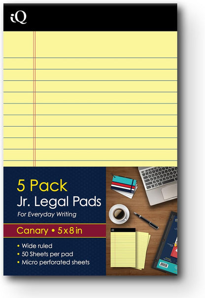 iScholar iQ Legal Pads, Canary, Wide Ruled, 8.5" x 11.75", 50 Sheets Per Pad, Pack of 3 Pads (98113)