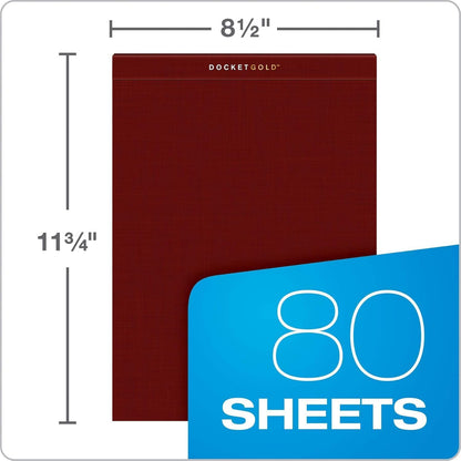 Tops Docket Gold Premium Weight Graph Paper, 8.5" x 11", 4 x 4 Graph Ruled on Front and 1/4" Narrow Ruled on Back, Reinforced Backing, Burgundy Cover, 80 Sheets per Pad (63752) (1 Count)
