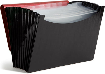 Smead Poly Frequency Expanding File Folders, Flap and Cord Closure, Letter Size, Wave Pattern, 13 Pocket, Blue/Black (70863)
