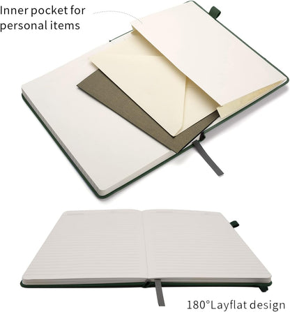 Deziliao Lined Journal Notebooks with Pen Loop, Hardcover Notebook Journal for Work, 100Gsm Premium Thick Paper with Inner Pocket, Medium 5.7"x8.4", （Black, Ruled）