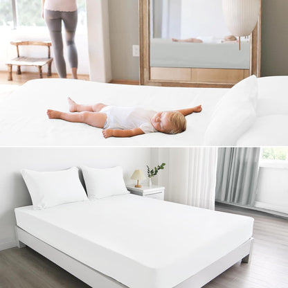 Magik & Kover Twin Mattress Protector Waterproof Cover 2 Pack, Waterproof Bed Twin Fitted Sheet Only, Machine Washable Deep Pocket Single Size Mattress Cover for Kids with Elastic Rubber Band, Grey