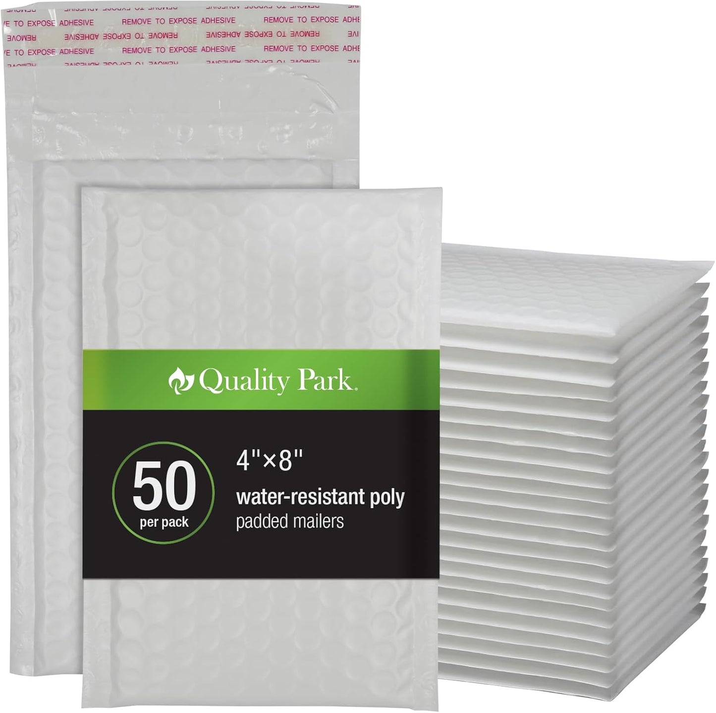 Quality Park Bubble Mailers, 6 x 9 Inch, White Poly Mailers, Padded Envelopes, Shipping Envelopes, Water Resistant, Self Seal, 50 Per Box (QUA85856), Plastic