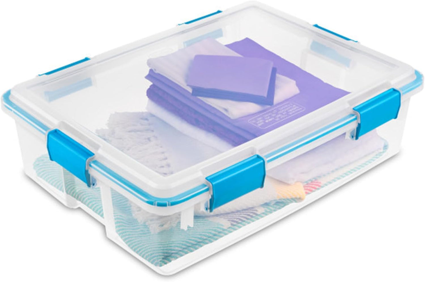 Sterilite 4-Pack Gasket Box, Weather-Resistant Storage Bins with Latching Lids, 32 Quart - Heavy-Duty Organizing Containers for Closet, Bathroom, and Office