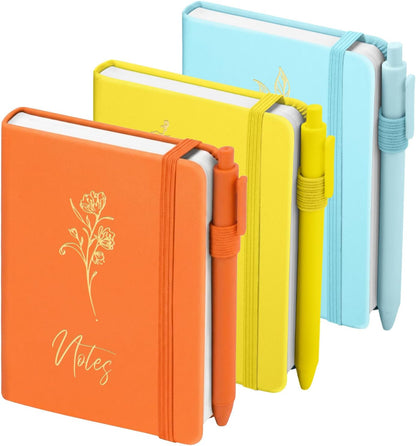 3 Pack Pocket Journaling Notebooks, A6 Small Notebook For Note Taking Journaling Notebooks Journals For Writing Mini Note Pads With Pen Holder 120 Pages 100 GSM Thick Paper(Nude, Brown, Forest Green)