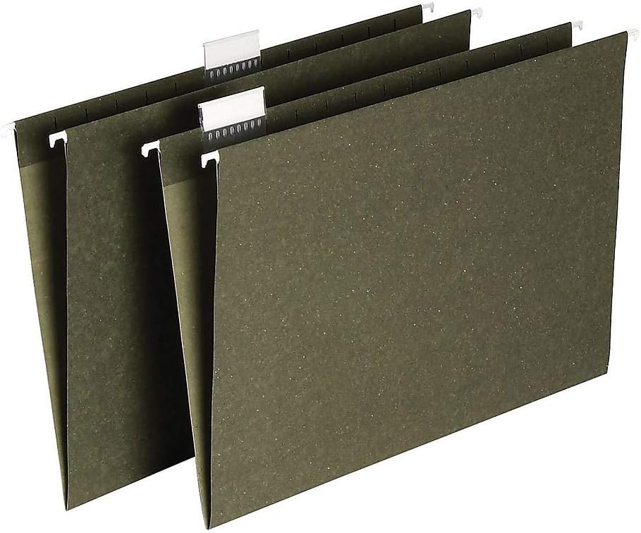 Staples Hanging File Folders, Legal Size, 5‑Tab, Standard Green – 25/Box
