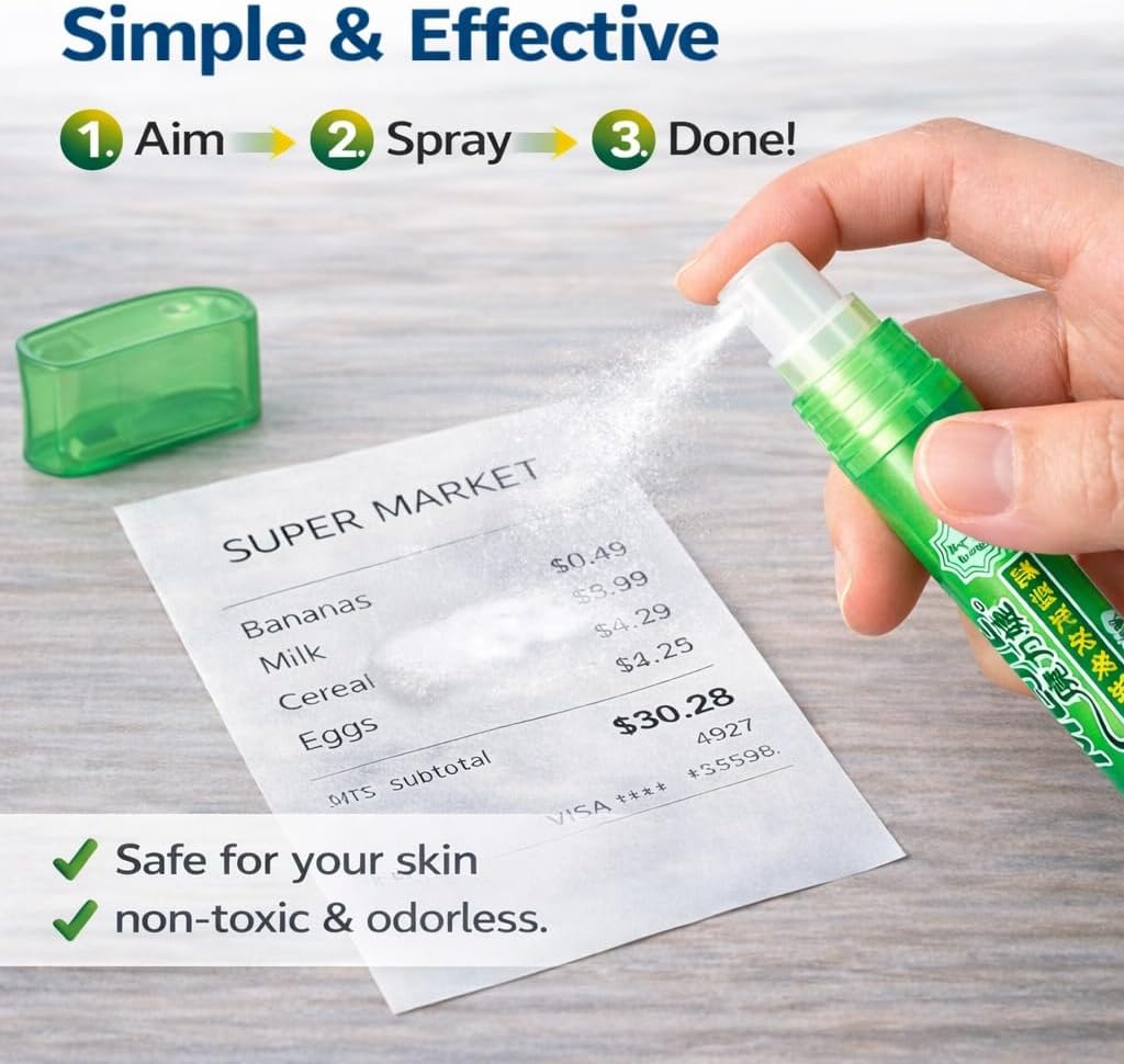 Privacy Cover Spray Pen for Thermal Paper Receipts & Shipping Labels, 10ml Correction Fluid Pen for Covering Personal Information on Documents, Packages and Labels