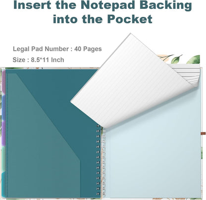 Hongri Clipboard Folio with Refillable Lined Notepad, 8.5 x 11 Folders with Storage 10 Pockets, Spiral Portfolio, Size 12.8X 9.7 in, Office & School Supplies, Skeleton