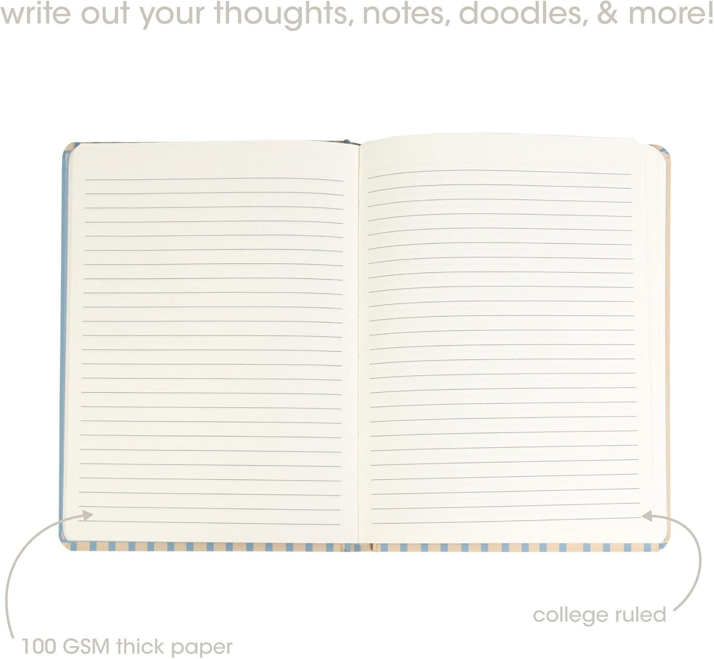 Pearhead Blue Matchbook Hardcover Journal, 6x8 College-Ruled Lined Notebook, 200 Pages, Trendy Writing Journal for Work, School & Everyday Notes