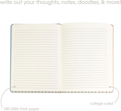Pearhead Blue Matchbook Hardcover Journal, 6x8 College-Ruled Lined Notebook, 200 Pages, Trendy Writing Journal for Work, School & Everyday Notes