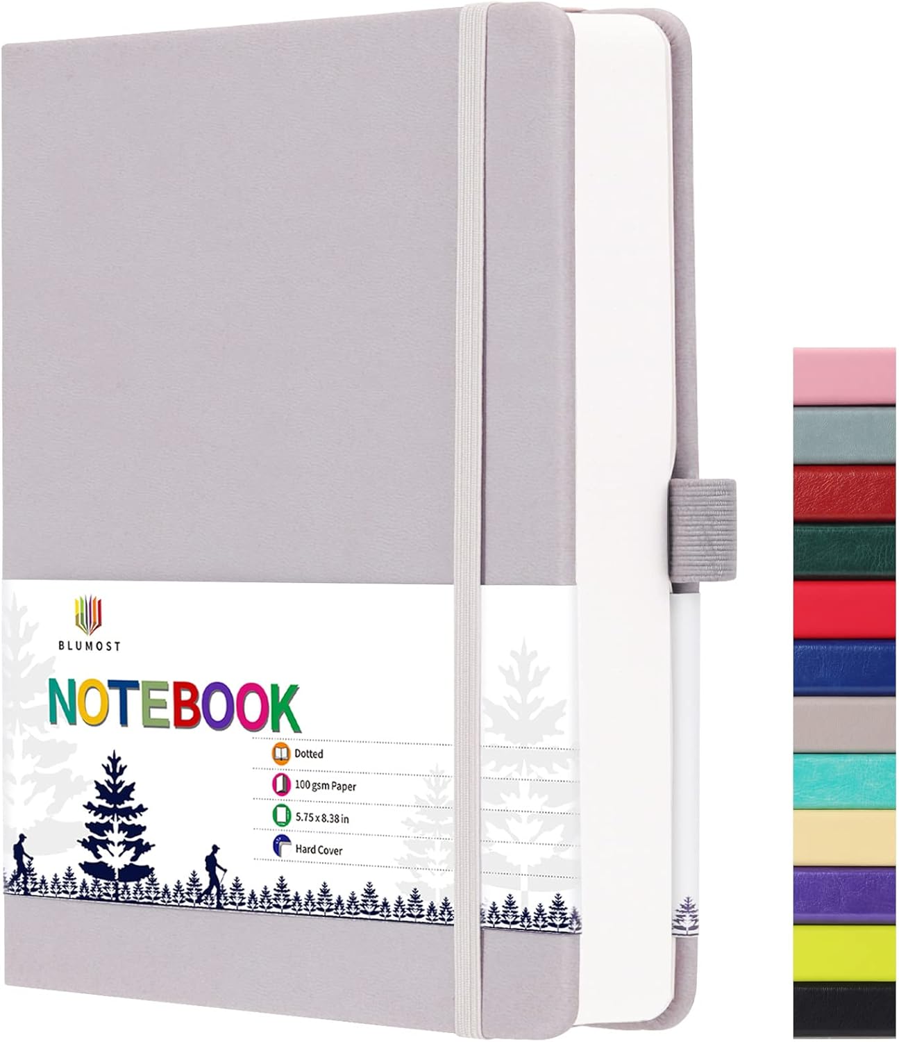 Graph Paper Notebook with 280 Pages,A5 Grid Paper Notebook/Journal,100gsm Thick Graph Leather Journal for Math Science Students,5.75'' × 8.38''-Black