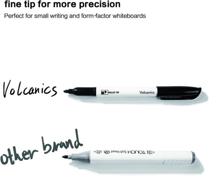 Volcanics Black Dry Erase Markers Low Odor Fine Whiteboard Markers Thin Box of 30