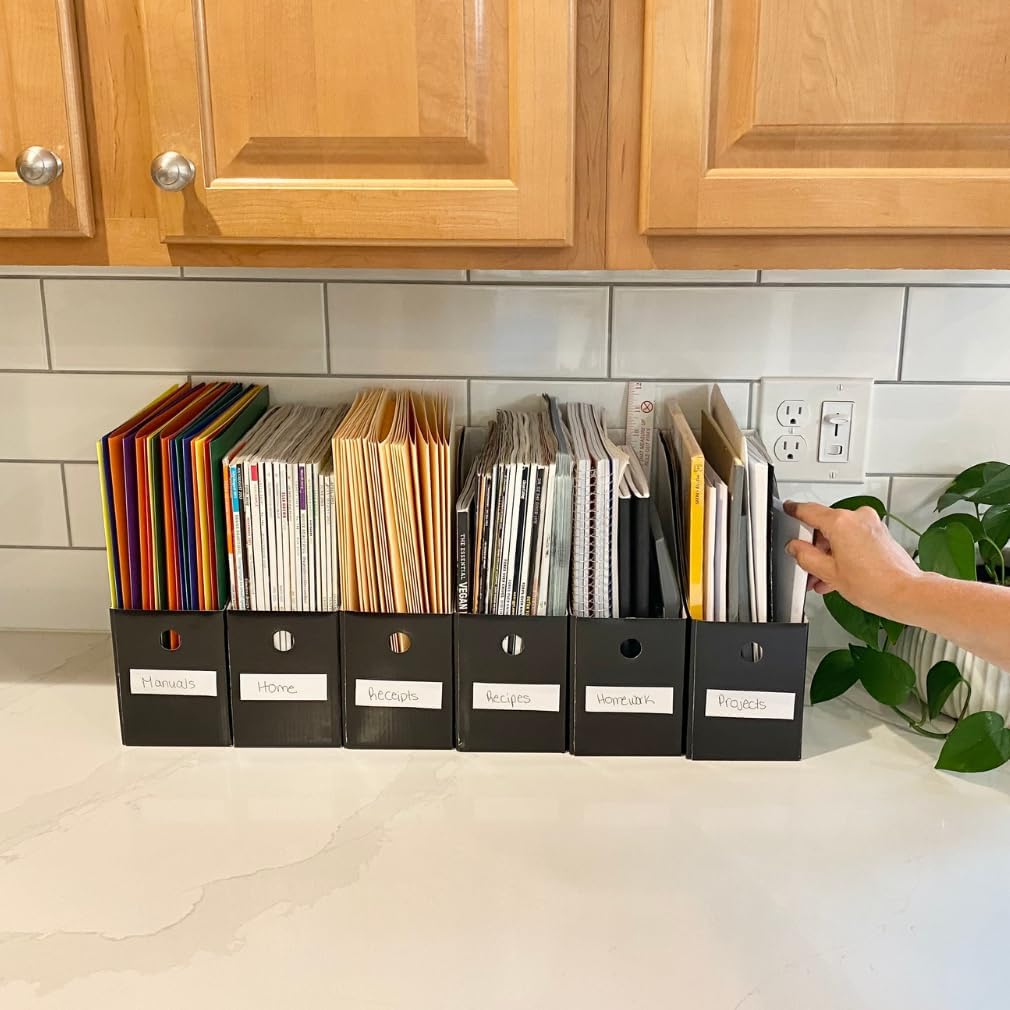 Evelots Magazine File Holder - Set of 24 Multi Color - Office Desk Organizer - Sturdy Cardboard - New Upgraded Double Front Panel for More Stability - Full 4 Inch Wide - Easy Assemble