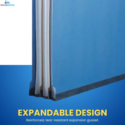 1InTheOffice Pressboard Classification Folders, 1 Divider, Letter Size, 4 Fasteners, Blue, 10 Pack
