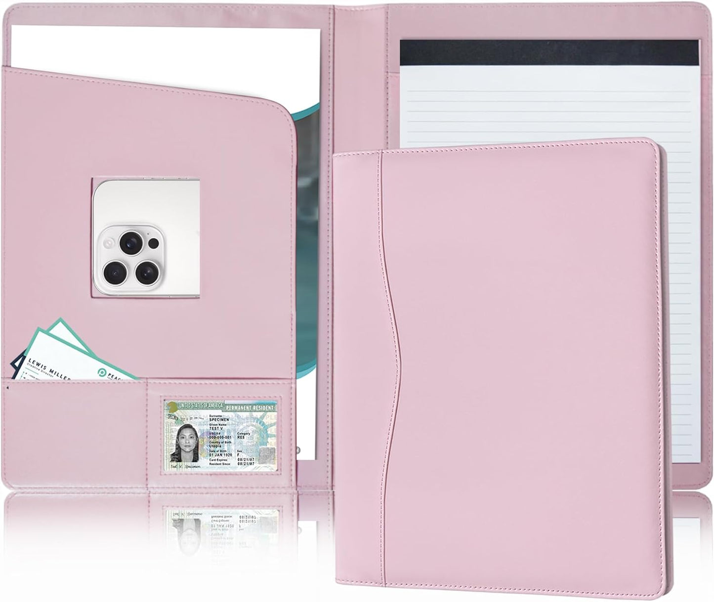 Padfolio Portfolio Organizer Legal Pad Holder Padfolio Folder Leather Portfolio Storage Clipboard Notepad with Cover for Letter Size A4 Writing Pad for Business and School Office