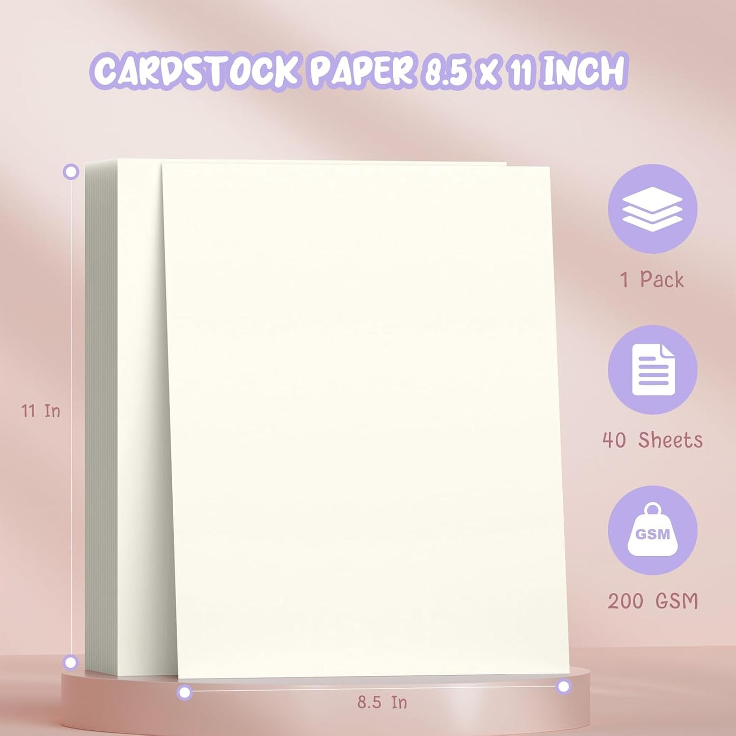 40 Sheets Cream Cardstock Paper 8.5 x 11, Ivory Cardstock Printer Paper 8.5x11, Off White Card Stock Paper 8.5 x 11, 200 GSM Construction Paper for DIY Cards, Greeting Cards, Wedding Invitations