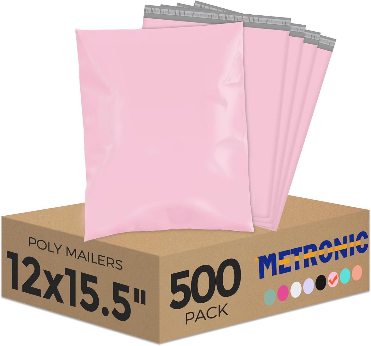 Metronic Poly Mailers 10X13 100 Pack, Strong Adhesive Shipping Envelopes for Clothing, Medium Shipping Bags for Small Businesses, Waterproof Mailers Poly Bags, Packages Bags Light Pink
