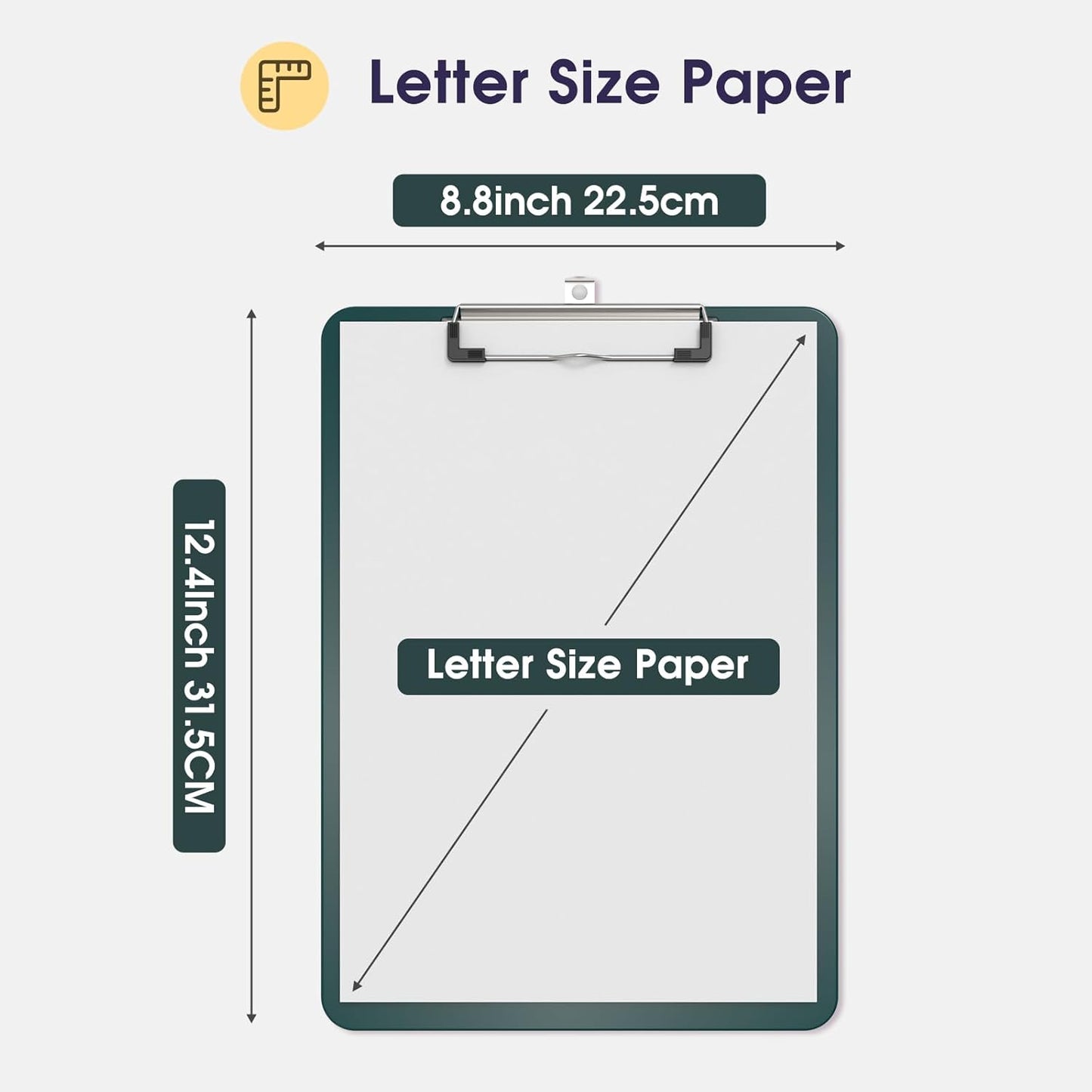 Plastic Clipboards 2 Pack, A4 Black Clip Board 8.5x11 for Classroom, Students, Kid, Woman, Size 9" x 12.5" with Low Profile Clip, Office & School Supply