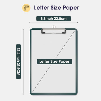 Plastic Clipboards 2 Pack, A4 Black Clip Board 8.5x11 for Classroom, Students, Kid, Woman, Size 9" x 12.5" with Low Profile Clip, Office & School Supply