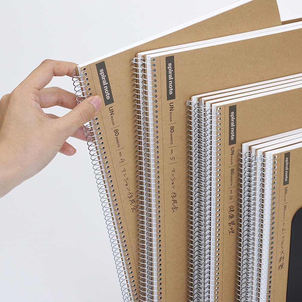 Maruman Spiral Note Basic Grid Notebook- B5, 9.92" x 7.44", 80 Sheets / 160 Pages, 5mm Graph Paper Journal, Perforated Pages & Wire-Bound to Lay Flat, Sturdy Kraft Cover, Made in Japan