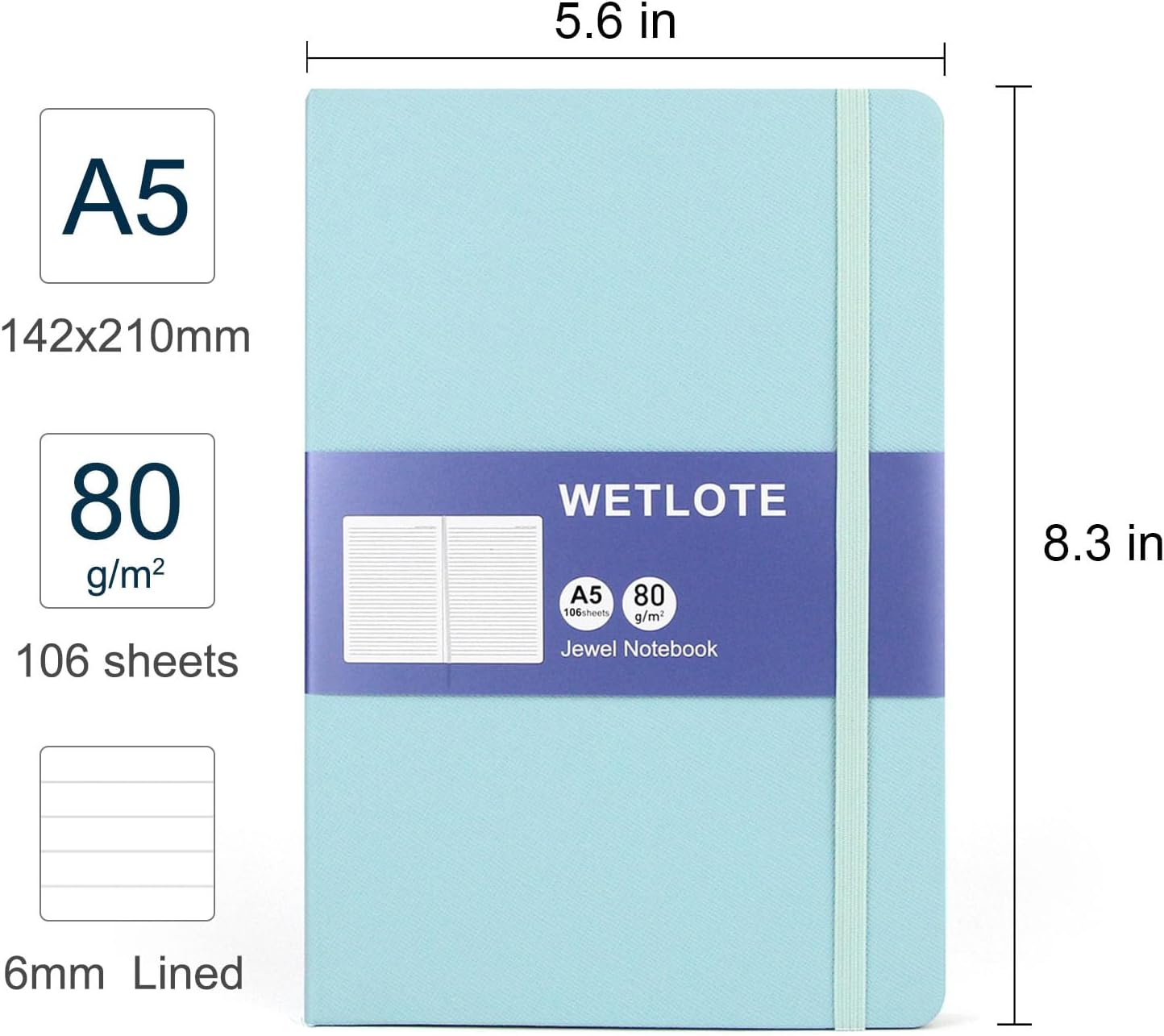 Line Hardcopy Notebook - 5"x8"- Sourced from sustainable and excellent quality paper, minimalist, natural, portable and flexible design, suitable for office, school(red)