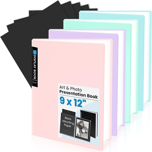Sooez Art Portfolios 11"x17", Large Portfolio Folder with 30 Pockets & Black Inner Sheets, Display 60 Pages, 11 x 17 Presentation Book for Artwork Storage, Binder with Plastic Sleeves for Artist