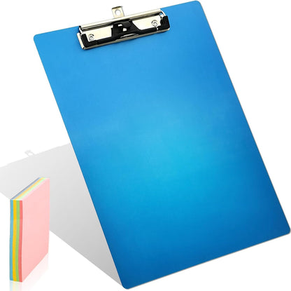 Aluminum Metal Clipboard Stainless Hangable Pen Holder Low-Profile Clip Board Size A4 9" x 12.6" with Sticky Note for School Office Business Medical Professionals Workshop Factory (Pink, Aluminum-A4)