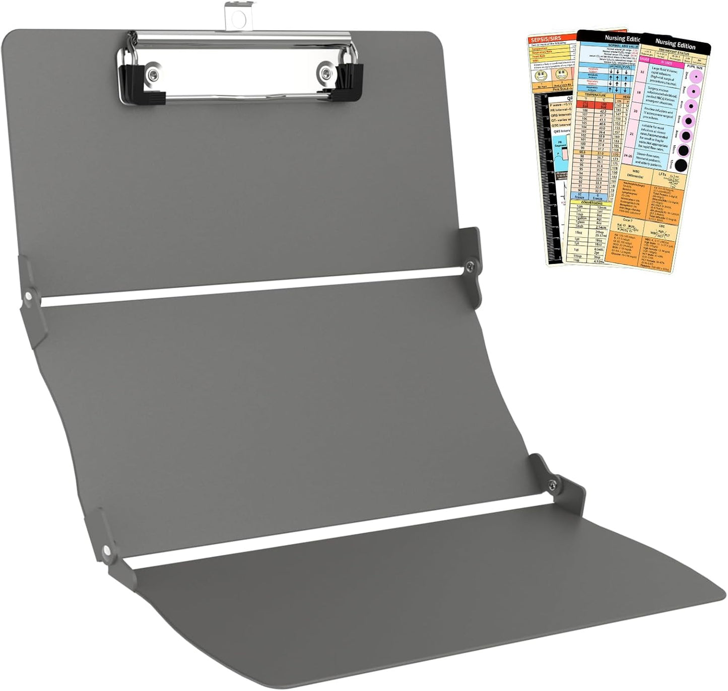 Nursing Clipboard Foldable Clipboard Medical: Edition Cheat Sheets Aluminum 3 Layers Foldable Clipboards Nursing Pocket Size Profile Clip Nurse Clipboards Notepad for Nurses Students and Doctors