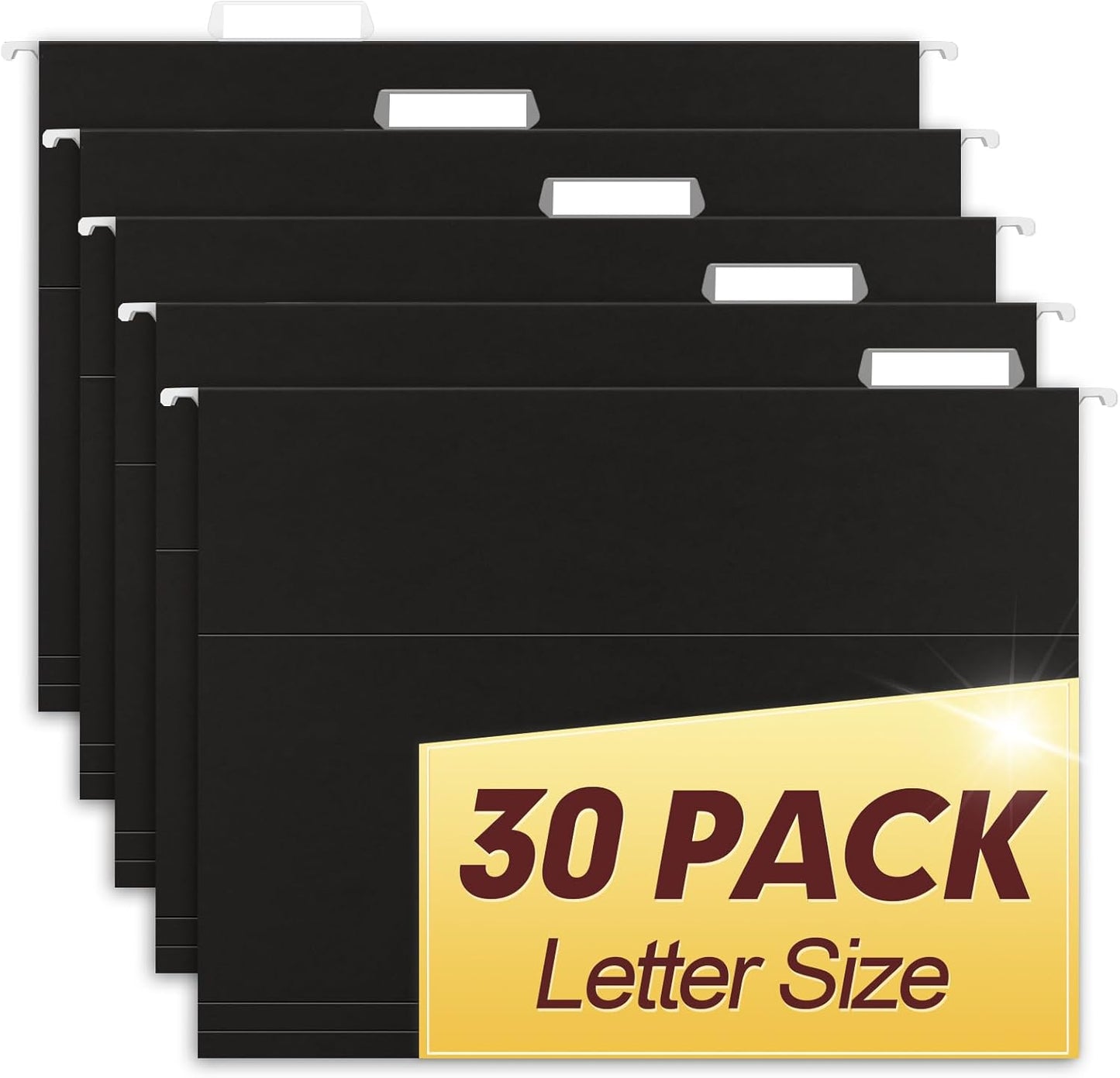 HERKKA Hanging File Folders, 30 Pack Reinforced Letter Size Hanging Folders, Designed for Bulky Files, Filing Cabinet, 1/5-Cut Adjustable Tabs (Blue)
