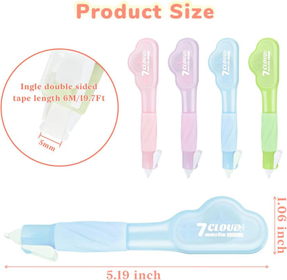 Temiary 4 Pack Correction Tape Pen, 0.27 in x 78.7 Ft White Smooth Pull Out Tape Pens for Writing, Tear Resistant Easy to Use Applicator for Instant Corrections School Office Supplies (Morandi)