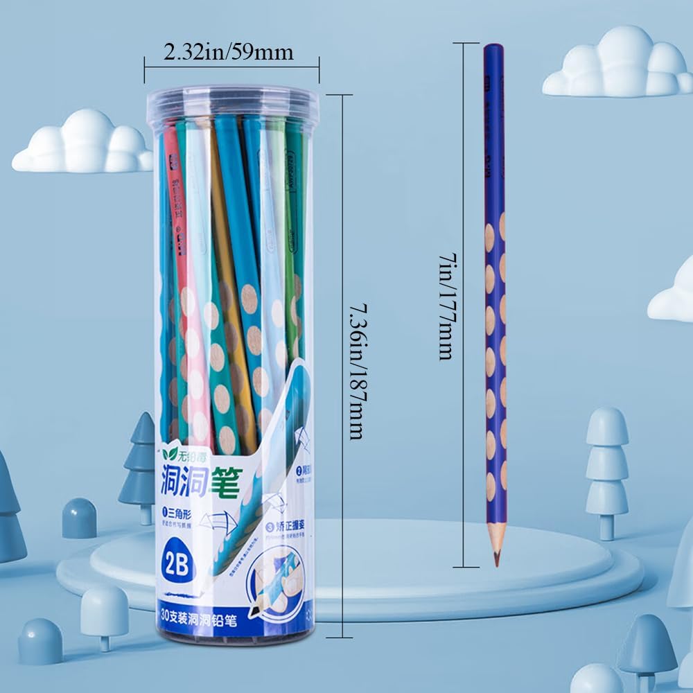 M&G 30pcs Triangular Pencils, 2B Pencils with Grip Correction, Wooden Graphite Pencils, Pre-Sharpened Break-Resistant, Suitable for Writing, Drawing, and Sketching