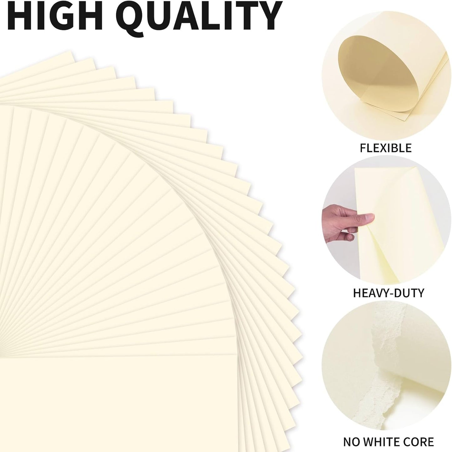 25Sheets Cream Paper, 8.5 x 11 Thick Card stock for Certificates, Invitations, Greeting Cards, Crafts, Graduations 250gsm/92lb Heavyweight Scrapbook Paper（Cream）