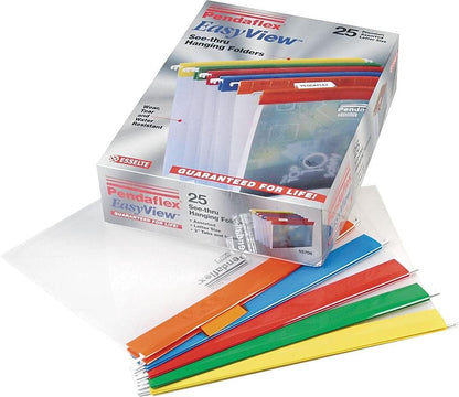 Pendaflex 55708 Poly Hanging File Folders, 1/5 Tab, Letter, Assorted Colors (Box of 25)