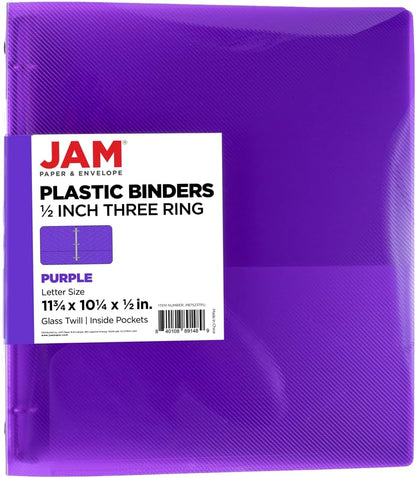 JAM PAPER Plastic 0.75 inch Binder - Clear 3 Ring Binder - Sold Individually