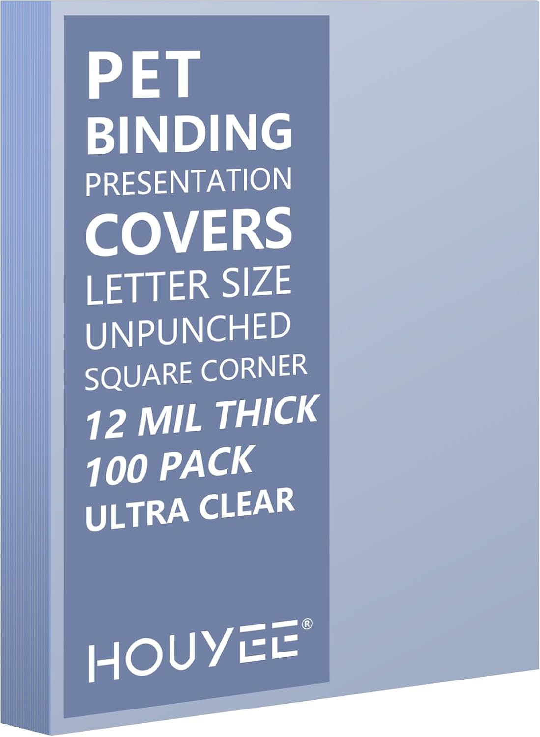 HOUYEE 100 Pack Ultra Clear Binding Presentation Covers, Clear Report Covers, Polythylene Terephthalate,8 Mil,8-1/2 x 11 Inches, Letter Size