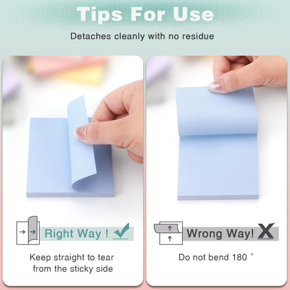 Eastern Wolf 8 Pads Sticky Notes 3x3 Self-Stick Notes 8 Bright Multi Colors Purple Sticky Notes, 85 Sheet/Pad