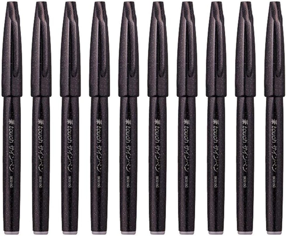 Pentel Fude Touch Brush Sign Pen (SES15C-A),Black Ink, Felt Pen Like Brush Stroke, Value Set