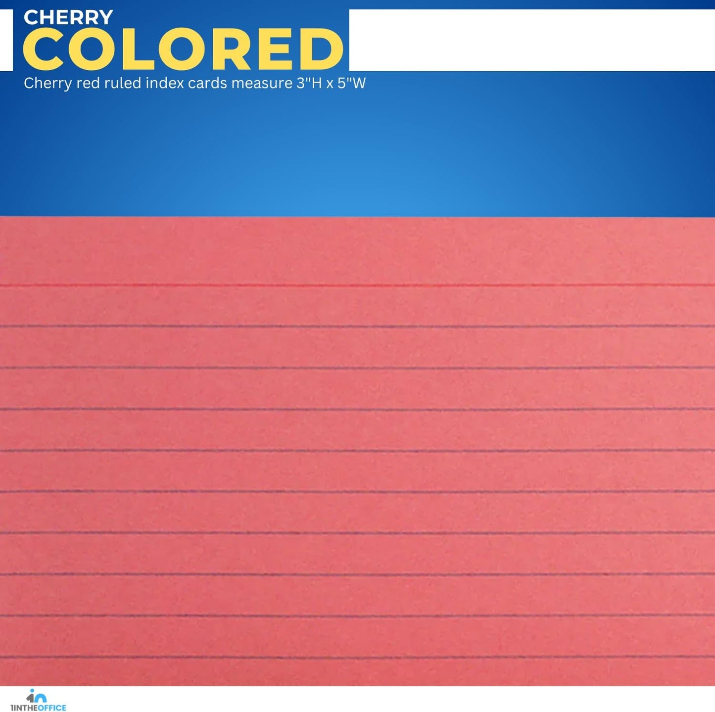 1InTheOffice Ruled Red Index Cards 3x5, Cherry Red, 200/Cards