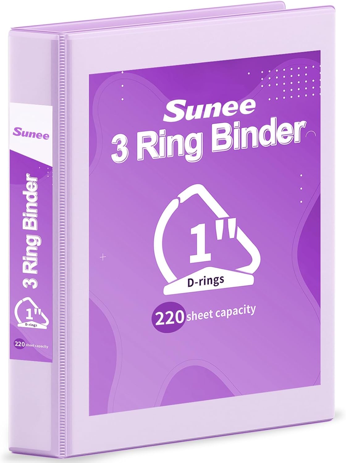 SUNEE 3 Ring Binder 2 Inch, Clear View Binder Three Ring PVC-Free (Fit 8.5x11 Inches) for School or Office Supplies, Light Purple, 1 Pack