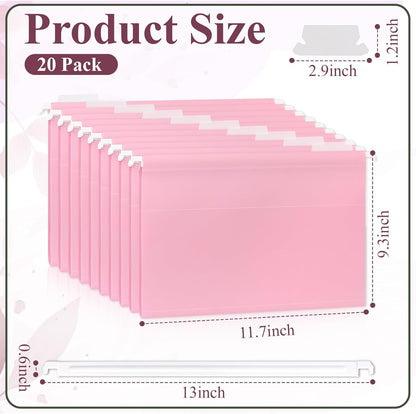 Letter Size Green Hanging File Folders Hanging Document Folder Plastic Transparent Hanging File Folder for File Cabinets Document Filing (20, Sage Green)