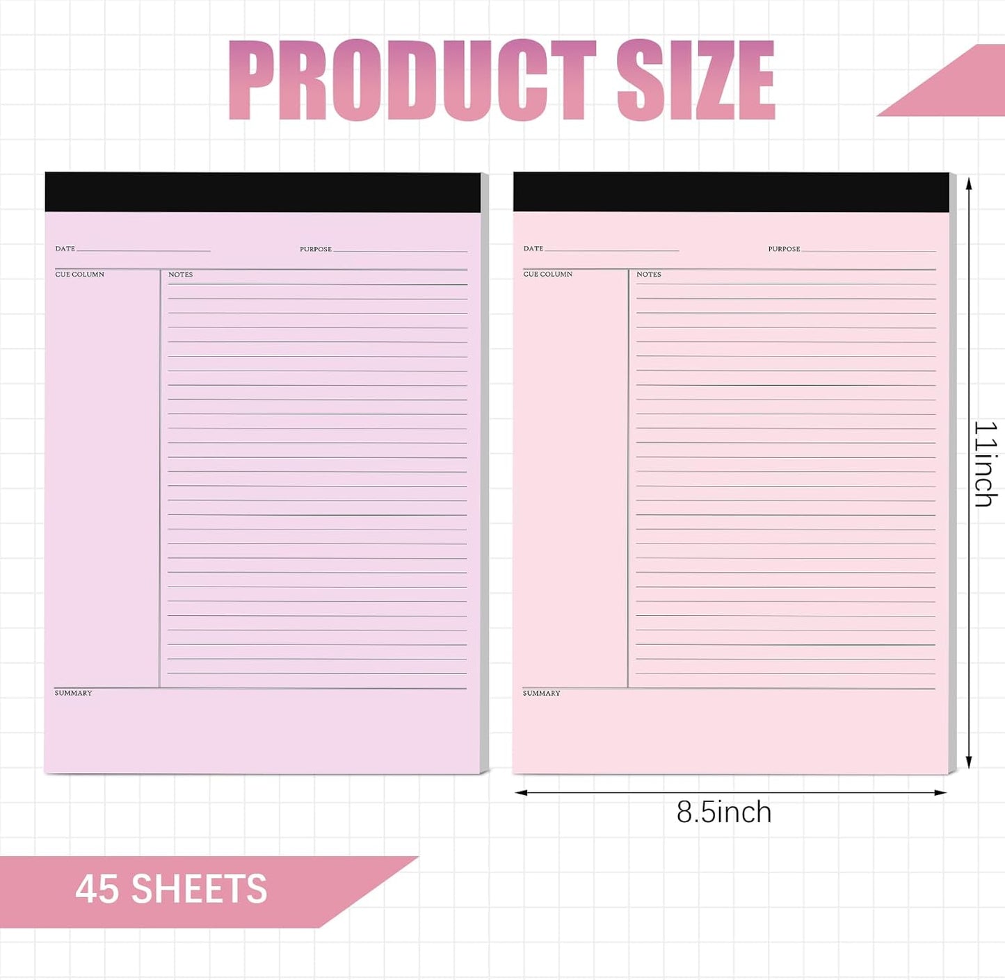 PerKoop 4 Pcs Writing Note Pads Notes System 8.5 x 11 Inches College Ruled Legal Pads Lined Paper Notebooks for Office School Teacher Students College Business, 45 Sheets Per Pad (Multicolor)