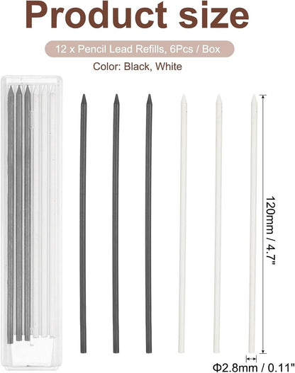 PATIKIL 12Pcs 2.8mm Carpenter Pencil Lead Refills, Solid Dry Pencil Refills Break Resistant Lead Refill for Mechanical Carpenter Construction Pencils Art Drafting, Multicolor
