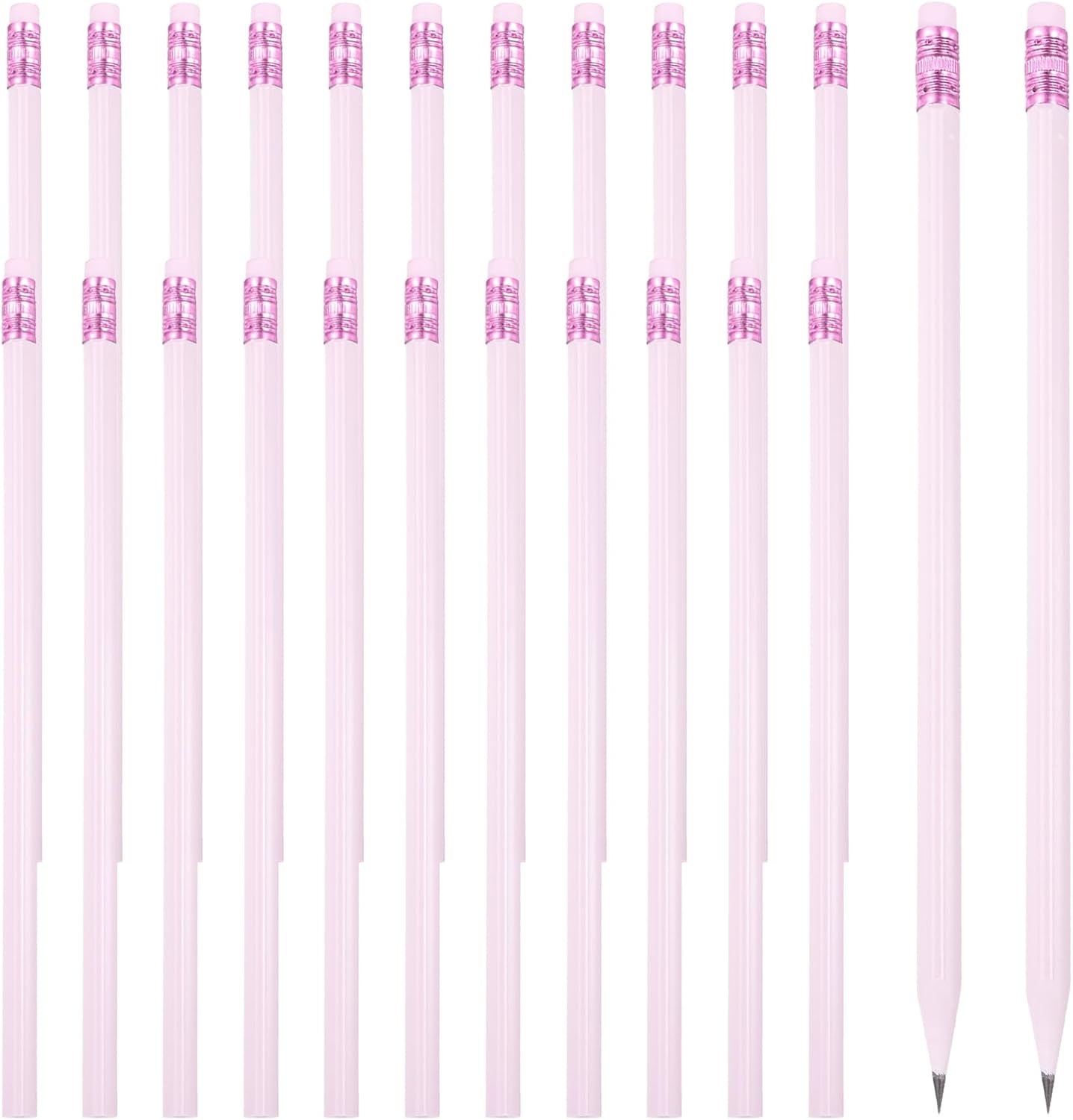 PATIKIL Round Pencils, 24 Pcs Triangle HB Graphite Pencil Wooden Pencils with Eraser for Classroom Office Writing Drawing Supplies, White