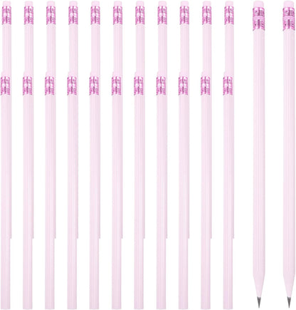 PATIKIL Round Pencils, 24 Pcs Triangle HB Graphite Pencil Wooden Pencils with Eraser for Classroom Office Writing Drawing Supplies, White