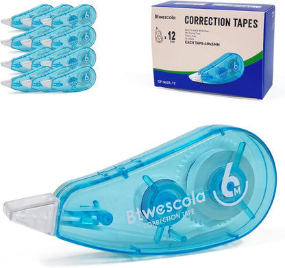 Correction Tape, Easy to Use Applicator for Instant Corrections, 19.7 Feet 6-Count Pack Correction Tape for School, Office, Crafting (6pcs/Set)